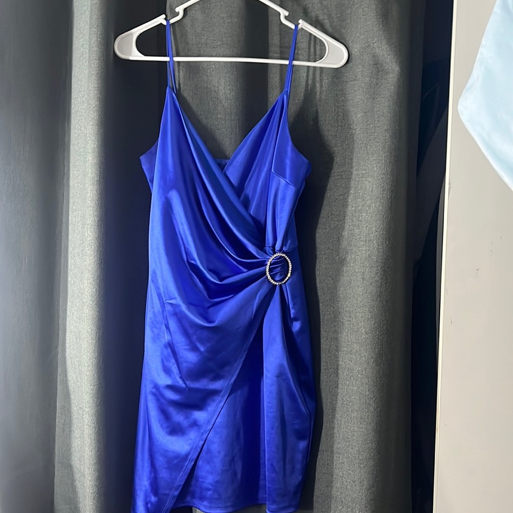 Blue silk homecoming dress